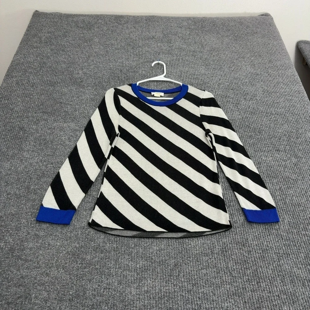 Maeve Anthropologie Sweater Womens S Black White Knit Diagonal Stripe Casual